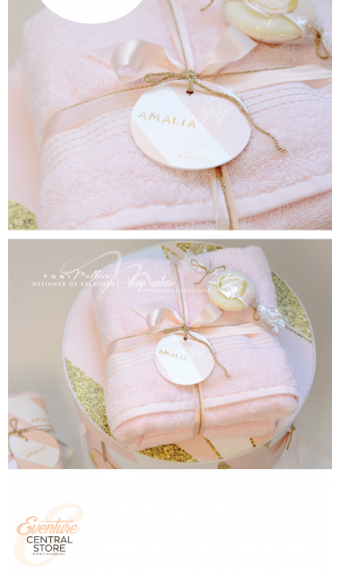 Trusou de botez cu gold si roz, modern si in nuante pastelate, Golden Pink 3